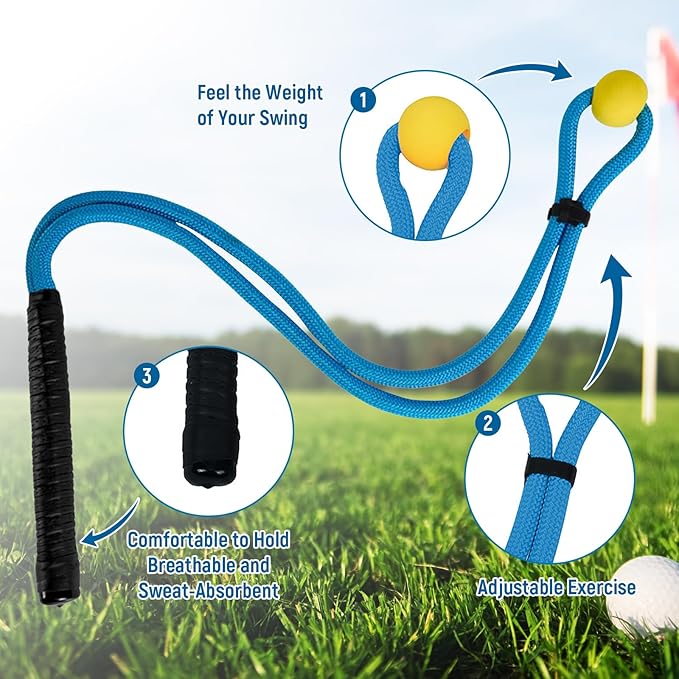 Golf Rope Swing Trainer, Golf Swing Training Aid, Golf Swing Trainer, Golf Training Aid, Golf Swing Trainers, Golf Speed Trainer, Can Improve Speed, Rhythm, Flexibility, and Strength