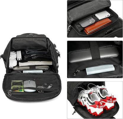 Kalesi Gym Duffle Bag Backpack 4-Way Waterproof with Shoes Compartment for travel Sport Hiking laptop (Black)