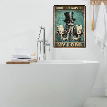 Funny Octopus Retro Metal Tin Sign Nautical Bathroom Decor Toilet Restroom Funky Home Decor Wall Art Sign 12 * 16inch