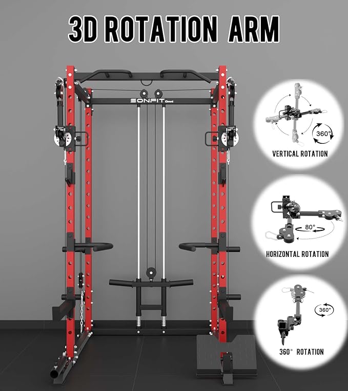 Eonfit E2 Power Cage，1500LB Squat Rack with Cable Crossover System.Multi-Function Power Rack for Home Gum.All-in-One Squat Rack with More Training Attachments