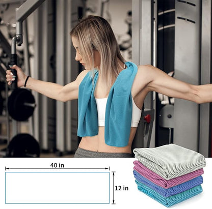 YESLIFE 4 Pack Cooling Towel 40"x12", Gym Towels for Men and Women, Soft Breathable Workout Towels for Yoga, Running, Sport, & More (Grey, Dark Blue, Purple, Blue)