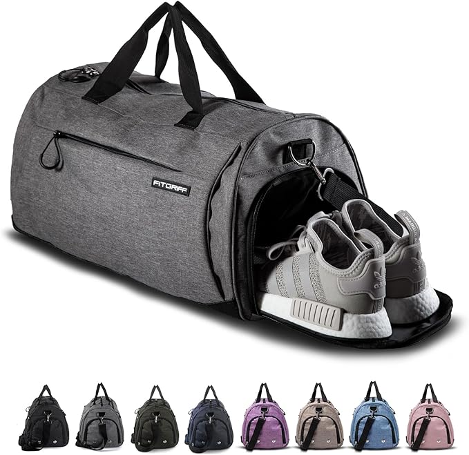 Fitgriff® Gym Bag for Men & Women with Shoe & Wet Compartment - Duffle Bag for Travel, Sports, Fitness & Workout