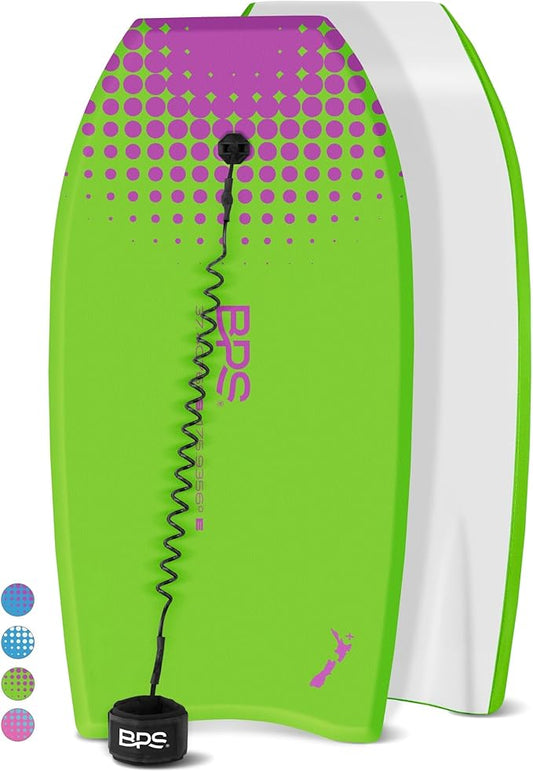 BPS 'Storm' Bodyboard with Premium Coiled Leash - Lightweight with EPS Core, Durable for All Wave Conditions