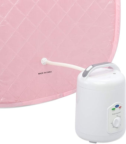 Durasage Personal Foldable Steam Sauna for Relaxation at Home, 60 Minute Timer, 800 Watt Steam Generator, Chair Included - Light Pink