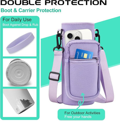 Insulated Water Bottle 32 oz - with Straw & Pop-up Spout Lid, Paracord Handle, Carrier Shoulder Strap, Protective Boot, Wide Mouth Double Walled Vacuum Insulated Gym Water Bottle for Women