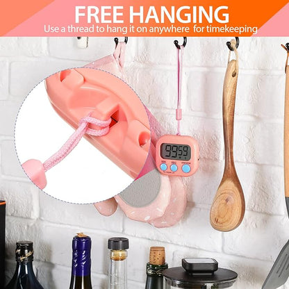 24 Pieces Digital Kitchen Timer Magnetic Timers for Classroom Bulk On/Off Switch Minute Second Count up Countdown Big LCD Display Loud Alarm for Exercise Cook Baking Teacher Kids(Pink, Orange)