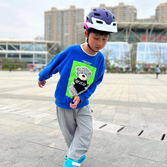 Kids Bike Helmet,Bavilk Kids Boys Girls Bike Helmets with LED Light Detachable Visor Children Youth Teen Multi-Sport for Skating Cycling Scooter Skateboard Adjustable & Lightweight 19.7"-22.4"