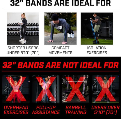 Serious Steel Fitness 32" Resistance Training Bands (Portable Exercise Band System Training Bands- Great for Individuals Under 5'10")