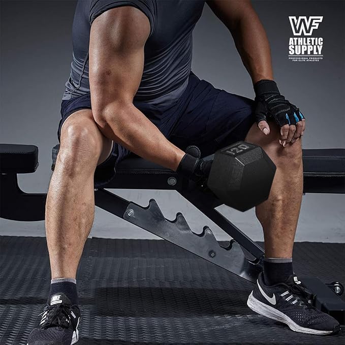 WF Athletic Supply Cast Iron Solid Hexagon Gray/Black Dumbbells, Strength Training Free Weights Set of 2 for Women and Men, Hand Weights Sold by Pairs, Multi-Select Size Options Available