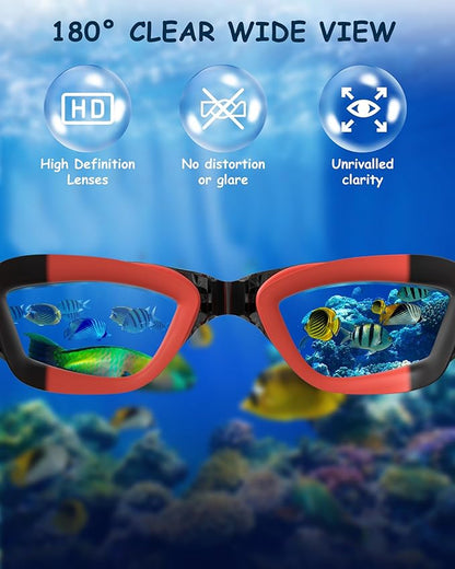Kids Swim Goggles, Swimming Goggles for Kids Toddlers 3-14 with Swim Cap, Nose Clip, Nose Bridge, Ear Plugs