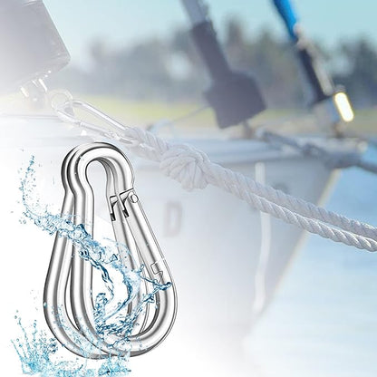 200PCS 2" Spring Snap Hook Carabiners, 3/16" Heavy Duty Galvanized Steel Carabiner Clips, 220lbs Capacity M5 Spring Clips Keychain for Hammock Swing,Dog Leashes, Water Bottle and Outdoor Activities