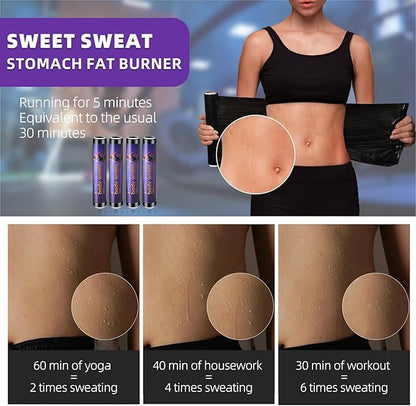 4 Rolls 60 Meters Black Osmotic Plastic Body Wrap Exercise & Fitness Sweat Enhancer Anti-Shedding Yoga Training Band Set, DIY Sauna Wrap Pilates Workout