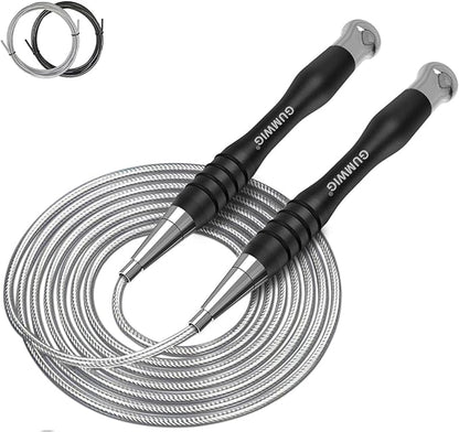 High Speed Jump Rope for Adults Men Women, Double Under Jumping Ropes for Workout Fitness Professional Training Boxing, Weighted Skipping Workout with Tang-free Cable, Stainless Steel Handle with Removable Counterweight Rob