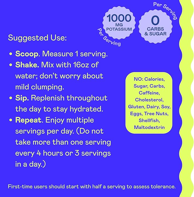 Hi-Lyte Keto & Performance - K1000 Electrolyte Powder Mix - Blue Raspberry - 1000mg Potassium + Magnesium, Calcium, Trace Minerals - Keto Drink for Cramp Support, Fasting, Recovery - No Sugar/Carbs