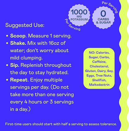Hi-Lyte Keto & Performance - K1000 Electrolyte Powder Mix - Blue Raspberry - 1000mg Potassium + Magnesium, Calcium, Trace Minerals - Keto Drink for Cramp Support, Fasting, Recovery - No Sugar/Carbs