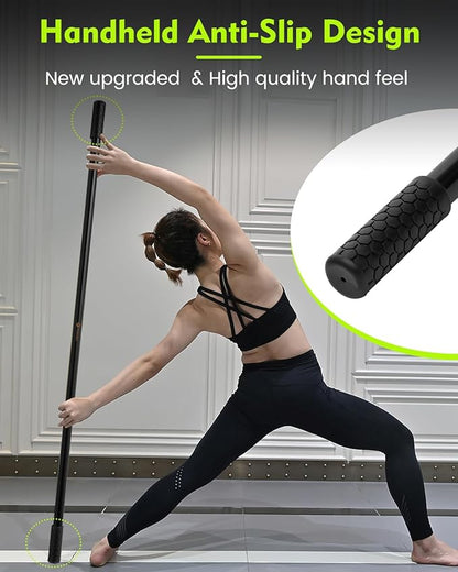 Yoga Stick, 5ft Exercise Stick for Mobility, Stretching Stick with Non-Slip Ends, Exercise Dowel for Pilates, Balance Pole and Stretch Bar for Stretching Equipment