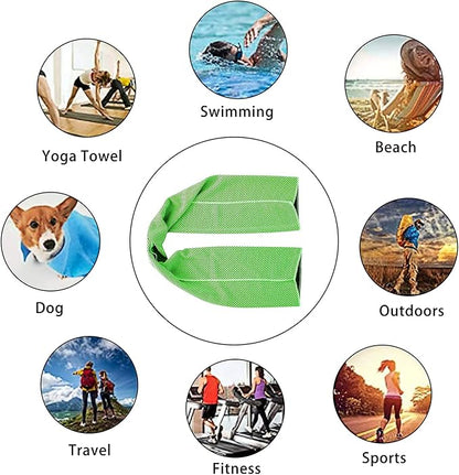 Ponpon 10pcs Cooling Towel Ice Towel Cooling Towels for Neck and Face Microfiber Cooling Towel for Gym, Travel, Yoga, Camping, Running, Outdoor Sport (10 Colors)