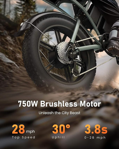 Electric Bike for Adults,Peak 1000W/1500W Motor,20/28MPH 55-150Mile ebikes for Adults with 10.4AH/13AH/26AH Battery,20" Fat Tire Electric Dirt Bike Commuting Off Road Ebike, UL2849