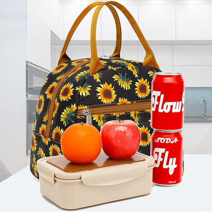 FlowFly Insulated Lunch Cooler Bag - Tote Bag Organizer for Women/Men, SunFlower