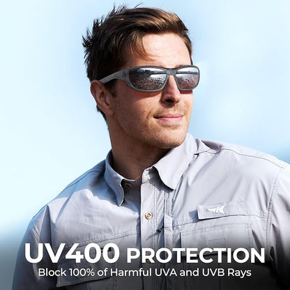 KastKing Hiwassee Polarized Sport Sunglasses for Men and Women, Wrap Sunglasses for Fishing Cycling and Running,UV Protection