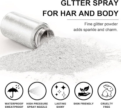Hair and Body Glitter, 1PC Peal White Hair Glitter Extra Fine Face Shimmer Powder for Clothes, Festival Loose Sparkle Powder for Rave Clothes Nail Art Easter Halloween Crafts (Peal White)