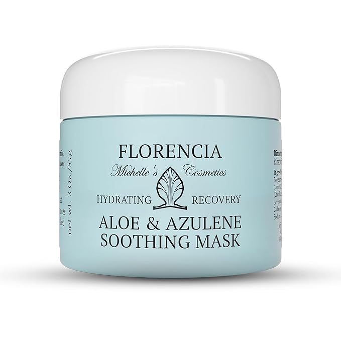 Florencia Aloe & Azulene Hydrating Gel Mask - Oil-Free Hydration for Dry, Dehydrated Skin - Soothing Recovery Mask with Hyaluronic Acid, Green Tea, Aloe & Azulene, 2 oz