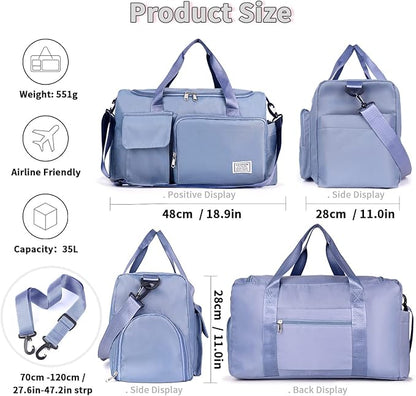 FIORETTO Women's Gym Duffle Bag with Shoes Compartment, 37L Capacity, Ideal for Travel, Gym, Sports, Duffel, Weekender