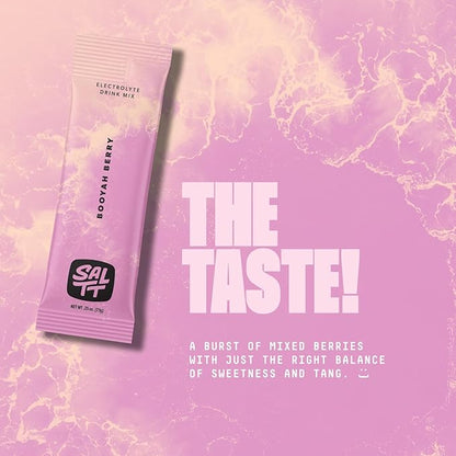 Keto Chow SALTT Electrolytes Powder Packets, Booyah Berry (30 Hydration Packets) - Magnesium, Potassium, Sodium, Trace Minerals - Vegan, Sugar Free, Gluten Free - Travel Essentials - Made in USA