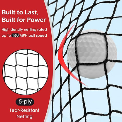 Golf Net, 10x7ft Heavy Duty Golf Practice Nets with Mat, Target Cloth, 8 Tees, 6 Balls, Carry Bag for Backyard Driving Chipping Indoor Outdoor Training