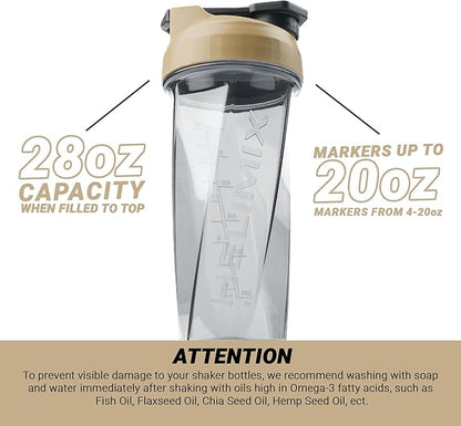 HELIMIX 2.0 Vortex Blender Shaker Bottle Holds upto 28oz | No Blending Ball or Whisk | USA Made | Portable Pre Workout Whey Protein Drink Shaker Cup | Mixes Cocktails Smoothies Shakes | Top Rack Safe