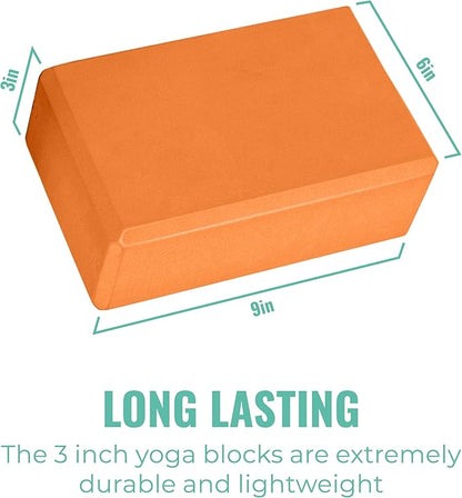 3" Yoga Block, 10 Pack Bulk EVA Foam Yoga Blocks, Firm and Supportive Yoga Brick, Balance Foam for Stretching, Pilates, and Workout, 3" x 6" x 9"