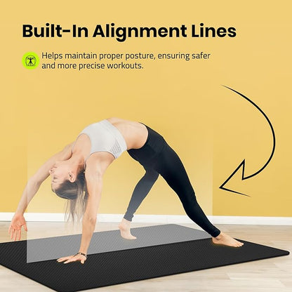 Extra Wide Yoga Mat for Men Women (72"L x 36"W) Non Slip Fitness & Exercise Mat with Alignment Marks for Yoga, Pilates, Floor Workouts