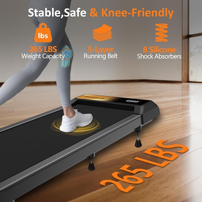 2.5HP Walking Treadmill Pad Incline, Under Desk Treadmill with Remote, 3 in 1 Low Noise Small Walking Mini Pad with Led Screen, Compact Treadmills for Home, 265lbs Capacity