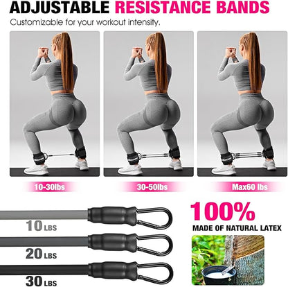 Ankle Resistance Bands with Cuffs, Ankle Bands for Working Out, Ankle Resistance Band for Leg, Booty Workout Equipment for Kickbacks Hip Fitness Training, Exercise Bands for Butt Lift Women