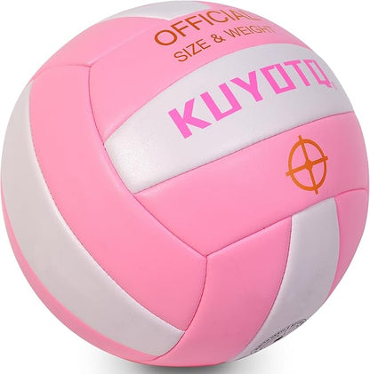 KUYOTQ Official Size 5 in&Outdoor Beach Volleyball,3MM Thickened Surface Soft Leather Youth Womens Mens Volleyball for Game Gym Training(Deflated)