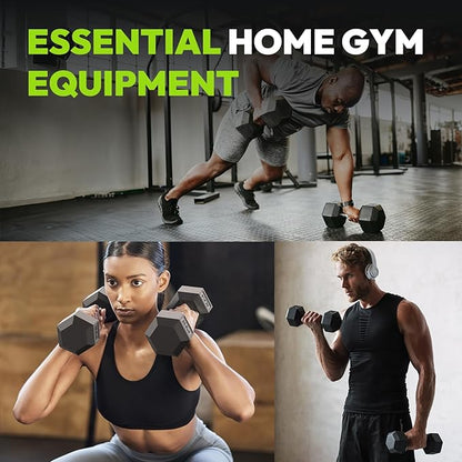 Hex Dumbbell Set, 45-400 lb Set Rubber Encased Exercise & Fitness Dumbbells, Weights Dumbbells Set, Hand Weight for Strength Training