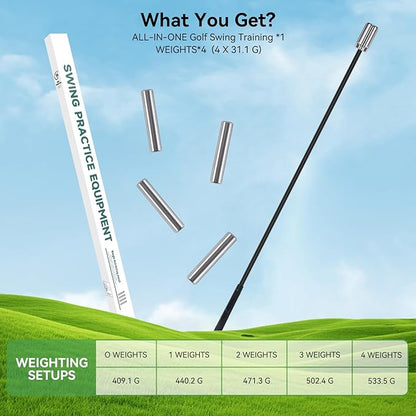 Golf Swing Trainer Aid, Weighted Golf Grip Trainer for Improve Swing Speed and Chipping Hitting, Adjustable Weight System for Golf Speed Training Warmup Aid for Men and Woman