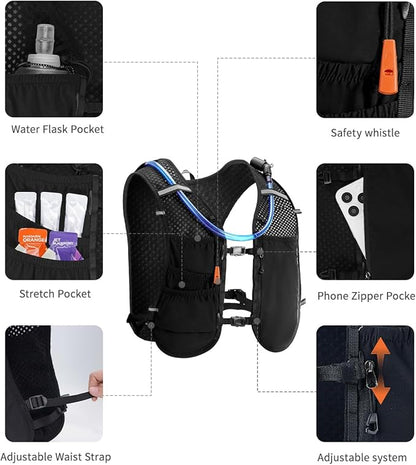 ECOHUB Running Hydration Vest Backpack,Lightweight Breathable Pack with 2L Water Bladder Bag Daypack for Hiking Trail Running Cycling Race Marathon for Women Men