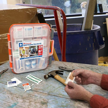 24/7 First Aid OSHA Compliant First aid Kit, All-Purpose 100-Person Emergency First Aid Kit for Business, Home, and Car in Plastic Case with Easy-Slide Latches, 336 Pieces