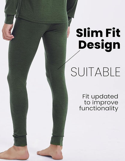 Iguana Mens 100% Merino Wool Base Layer Sets for Ski Lightweight Thermal Underwear