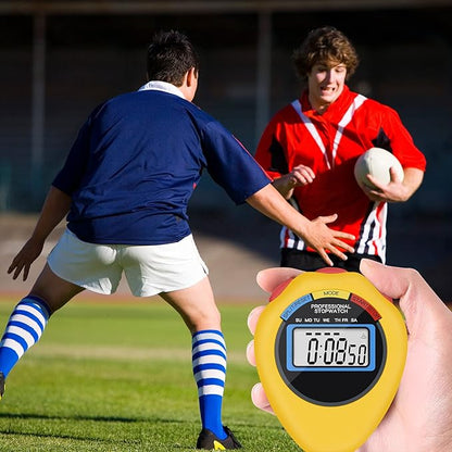 12 Pack Multi-Function Electronic Digital Sport Stopwatch Timer, Large Display with Date Time and Alarm Function,Suitable for Sports Coaches Fitness Coaches and Referees (Yellow)