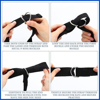 Leyndo 24 Pieces Yoga Strap Stretching Pilates Exercise Adjustable Straps 6 ft Non Elastic Yoga Belt with Adjustable D Ring Buckle for Pilates Gym Workouts Fitness