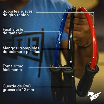 Elite Jumps Muay Thai 2.0 Weighted Jump Rope - Designed for High-Intensity Training, Muay Thai, & MMA Workouts - Heavy 1.3lb PVC Jump Ropes for Fitness