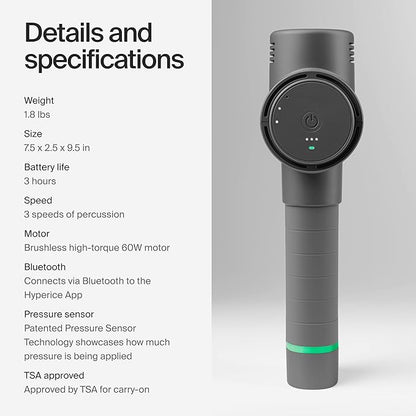 Hyperice Hypervolt 2 Grey - Featuring Quiet Glide Technology - Handheld Percussion Massage Gun | 3 Speeds, 5 Interchangeable Heads | Helps Relieve Sore Muscles and Stiffness