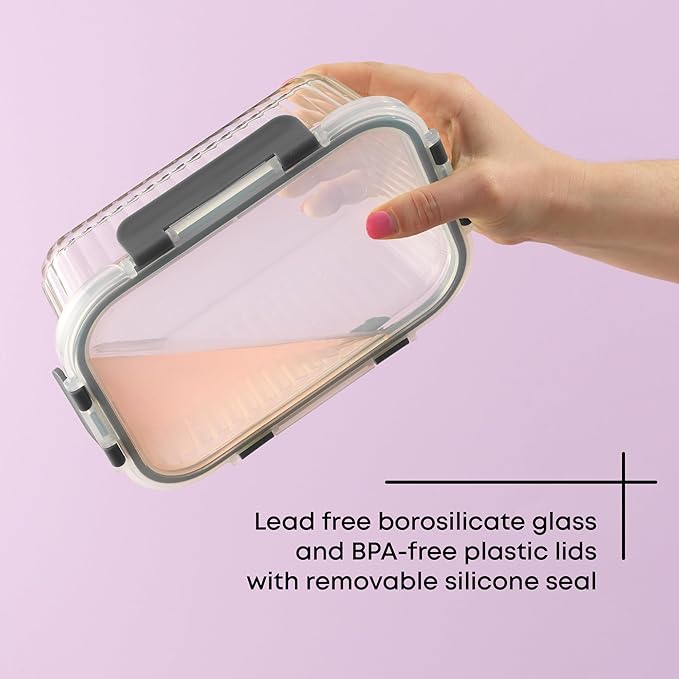 JoyJolt 24pc Borosilicate Glass Storage Containers with Lids | 12 Airtight/Freezer Safe Food Storage Containers for Pantry and Kitchen | Meal Prep Container for Lunch | Glass Tupperware Set