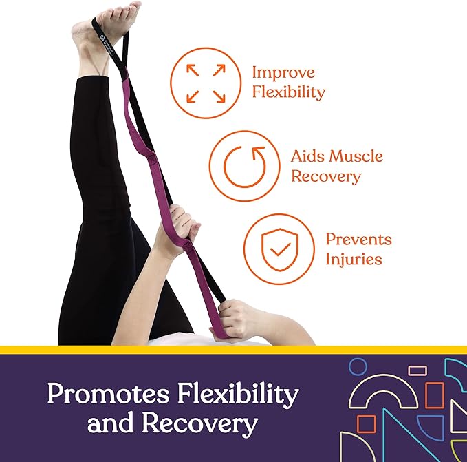 SPECIAL SUPPLIES Yoga Strap for Stretching, Stability Training, Fitness, Flexibility, Physical Therapy, Home Workout Equipment, Strength Training, and Pilates (Purple)