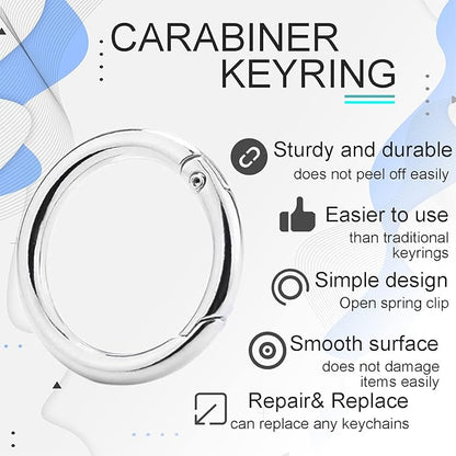 10Pack 1 Inch Metal Spring O Rings Clip Keychain, Round Carabiner Clips Keyrings Snap Hook Buckle, Purse Shoulder Bag Chain Rings Clip Replacement Paracord Keychain Lanyard Leather DIY Crafts (Silver)