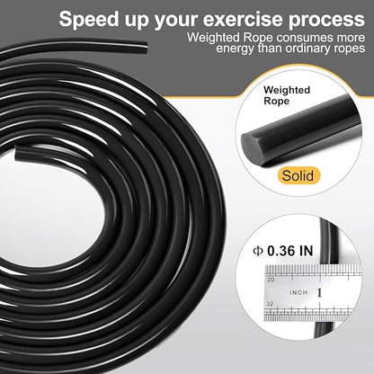1LB Weighted Jump Ropes for fitness Women Men, Aluminum Handles for MMA, Boxing, CrossFit, Weight-loss Workouts, Tangle-Free Ball Bearing Rapid Speed Skipping Jump Rope with Adjustable 9mm Cotton & PVC Cord