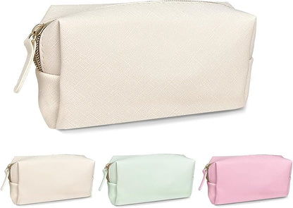 Leather Makeup Bag Set - Womens Small Cosmetic Bag for Purse with Pencils, Large Black Relavel Makeup Bag for Purse - Perfect for Travel and Daily Use
