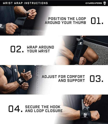 Gymreapers Weightlifting Wrist Wraps (IPF Approved) 18" Professional Quality Wrist Support with Heavy Duty Thumb Loop - Best Wrap for Powerlifting Competition, Strength Training, Bodybuilding